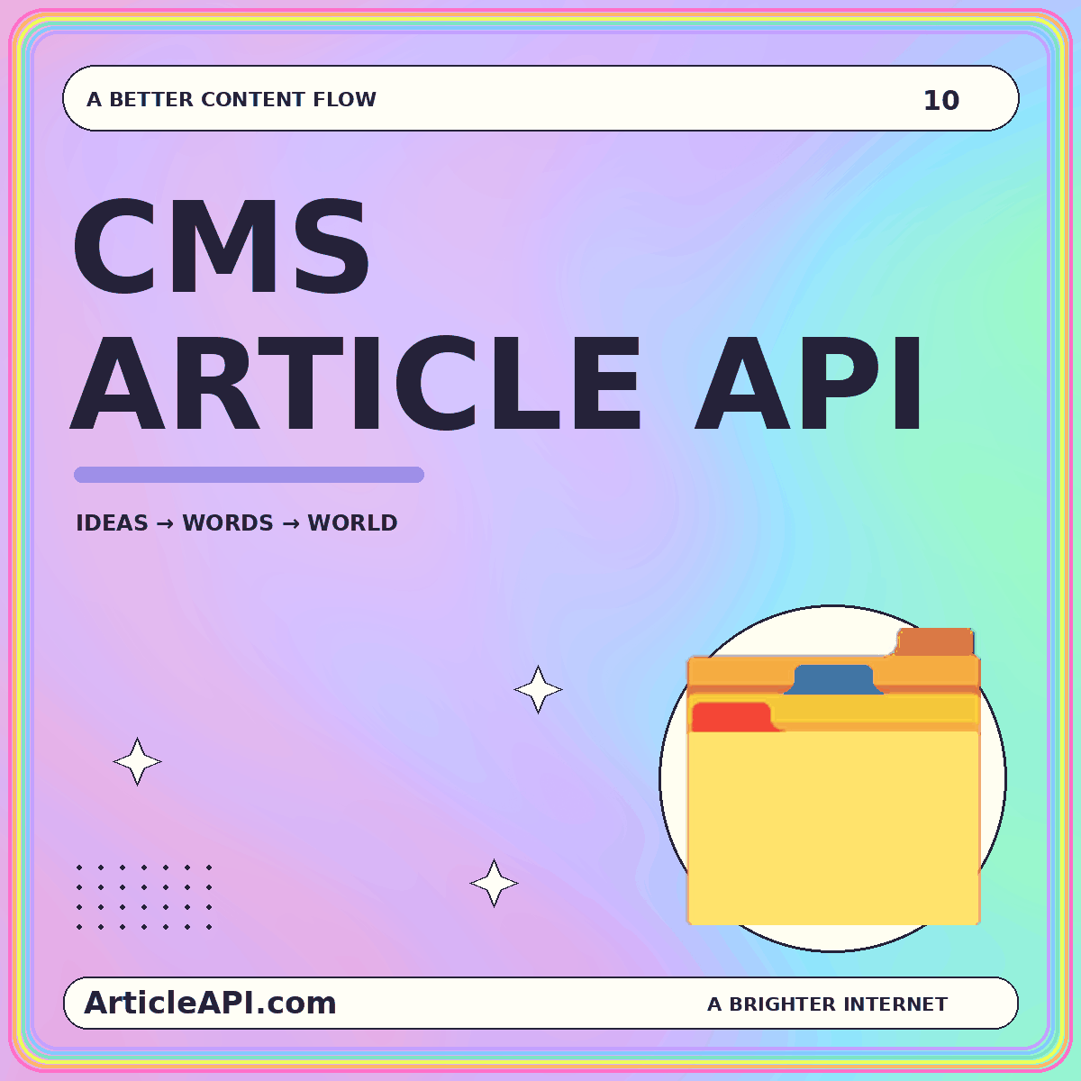 CMS Article API — 🗂️ emoji on a rainbow fractal gradient, ArticleAPI.com